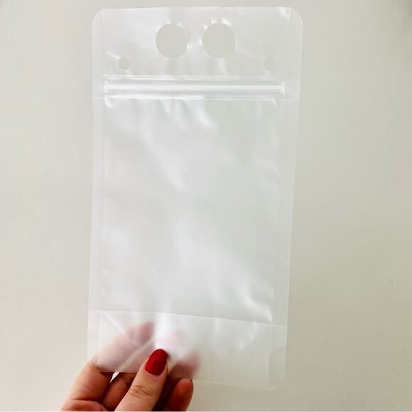 NEW ANTHROPOLOGIE Clear Sealed Pouch Travel Beverage Cup Rainbow Blue Pink Straw - Picture 5 of 5